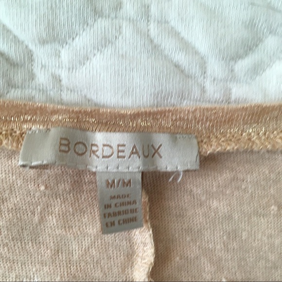 Anthro Bordeaux Glimmered Tee Peach Metallic Linen - Picture 5 of 6
